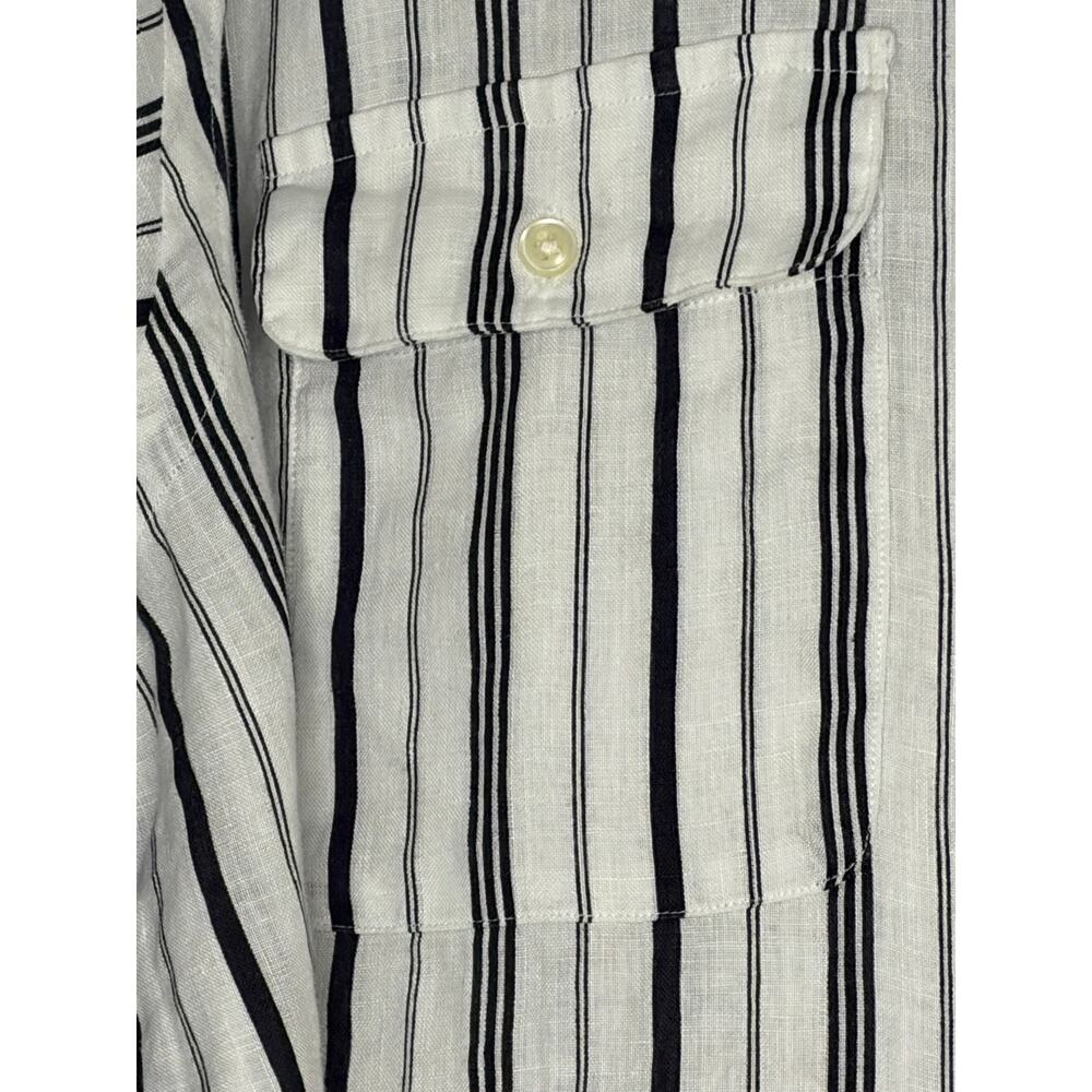 Polo Ralph Lauren 100% Linen Shirt Womens XXL Striped Classic Fit Roll Tab - Picture 4 of 11